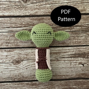 PDF Pattern, Crochet Yoda Inspired, Baby Rattle, Star Wars, Amigurumi Pattern, Baby Rattle image 1