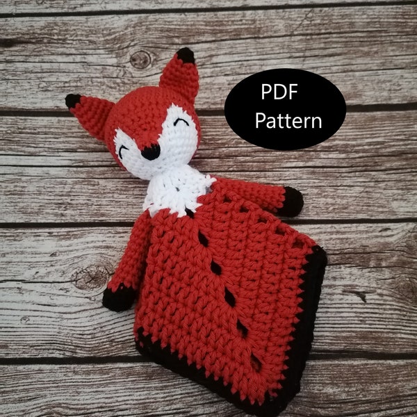 PDF Pattern, Crochet Fox, Wolf, Baby Lovey, Amigurumi Pattern, Security Blanket, Comforter