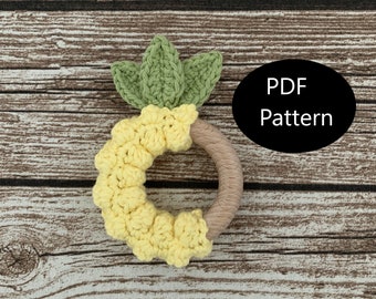 PDF Pattern, Crochet Pineapple, Summer, Teething Ring