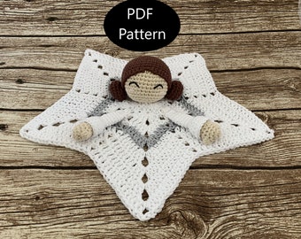 Patrón PDF, Crochet Princesa Leia, Baby Lovey, Star Wars, Patrón Amigurumi, Manta de Seguridad