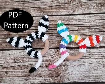 PDF Pattern, Crochet Zebra, Rainbow, Pride, Teething Ring, Amigurumi Pattern