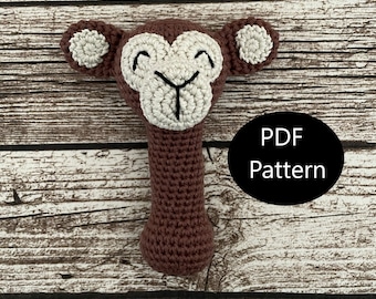 Patron PDF, Singe au crochet, Hochet bébé, Patron Amigurumi, Hochet bébé