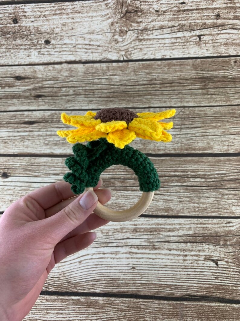 PDF Pattern Crochet Sunflower Rattle Teething Ring Etsy