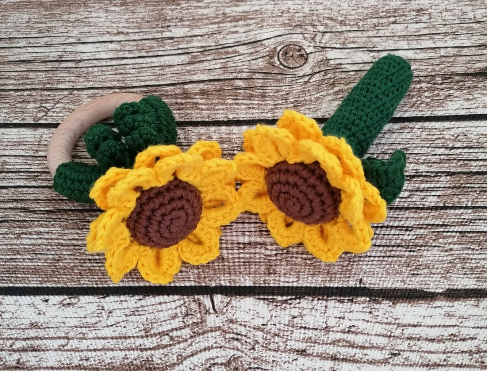 PDF Pattern Crochet Sunflower Rattle Teething Ring Etsy