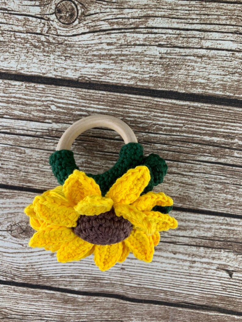 PDF Pattern Crochet Sunflower Rattle Teething Ring Etsy