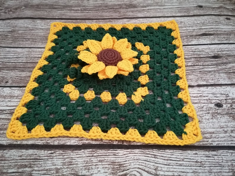 PDF Pattern, Crochet Sunflower, Lovey, Blanket, Comforter, Amigurumi Pattern image 4