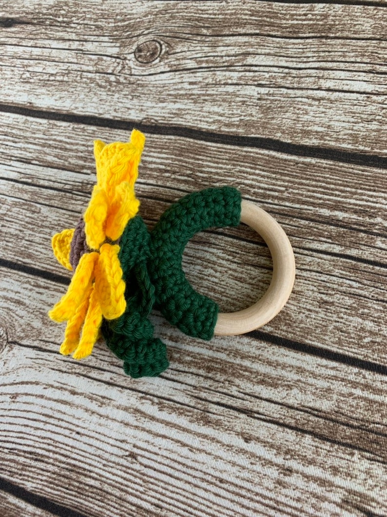 PDF Pattern Crochet Sunflower Rattle Teething Ring Etsy