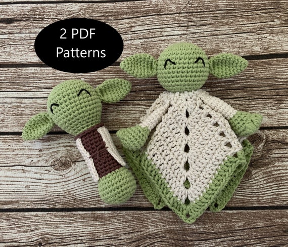 PDF Pattern, Crochet Yoda, Lovey, Rattle, Security Blanket, Amigurumi Pattern, Baby Rattle