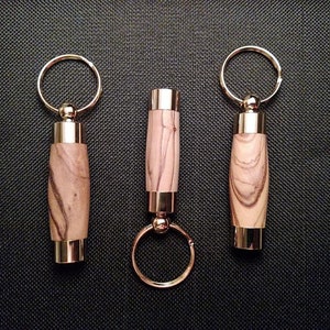 Bethlehem Wood Oil Vial Keychain for LDS Priesthood Holders with Gold Tops for Missionaries, Leaders and Brethren