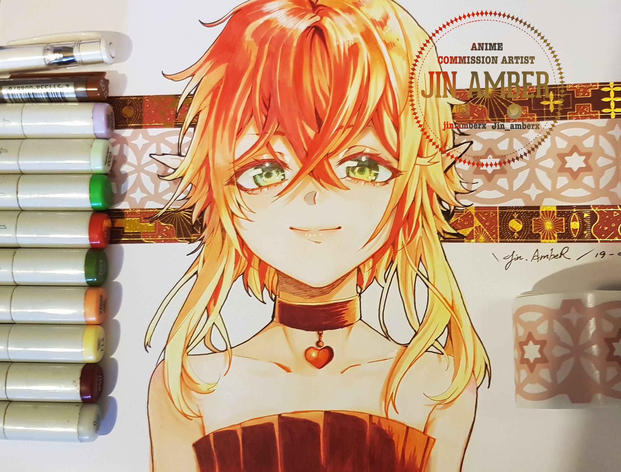 Marker Commission physical Copic Marker Anime Art Commission Etsy