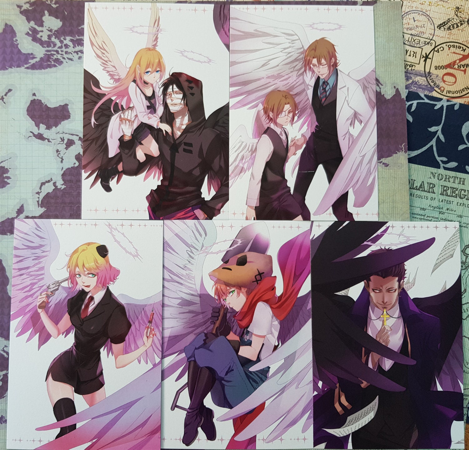 Anime Angels of Death Zack Isaac Foster Ray Rachel Gardner Fanart 180  Postcard Post Cards Sticker Gift Cosplay Artbook Book Set