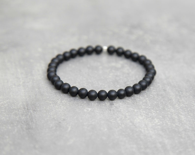 Skull Bracelet Men Black Beaded Bracelet Men Onyx Bracelet Etsy