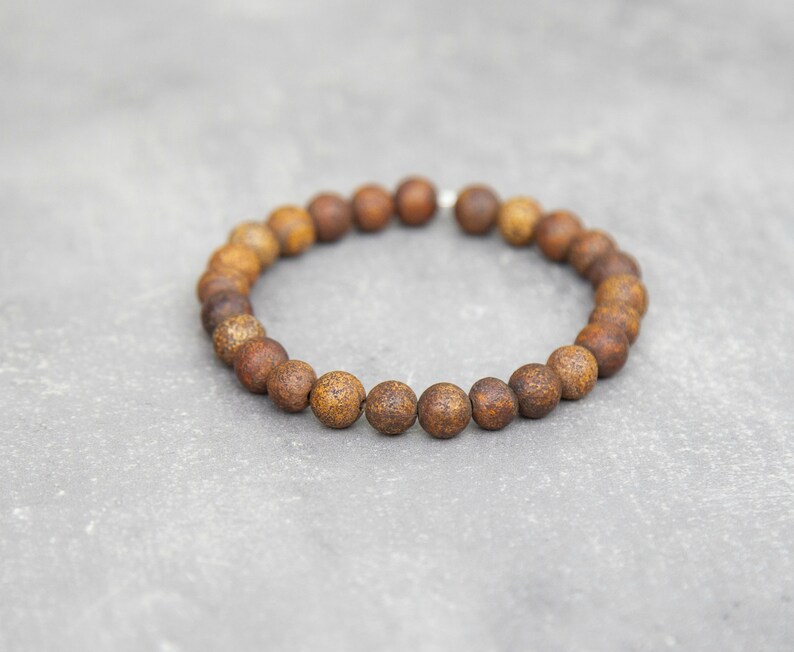 Jewelry Set for Men Green Brown Bead Bracelet Men Mens Beaded Bracelet Stretch Bracelet Men Bracelet Set Men Unakite Bracelet Men