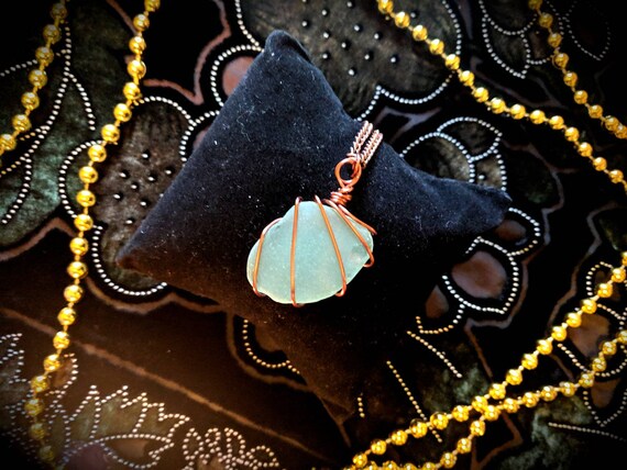 Sea glass pendant light blue
