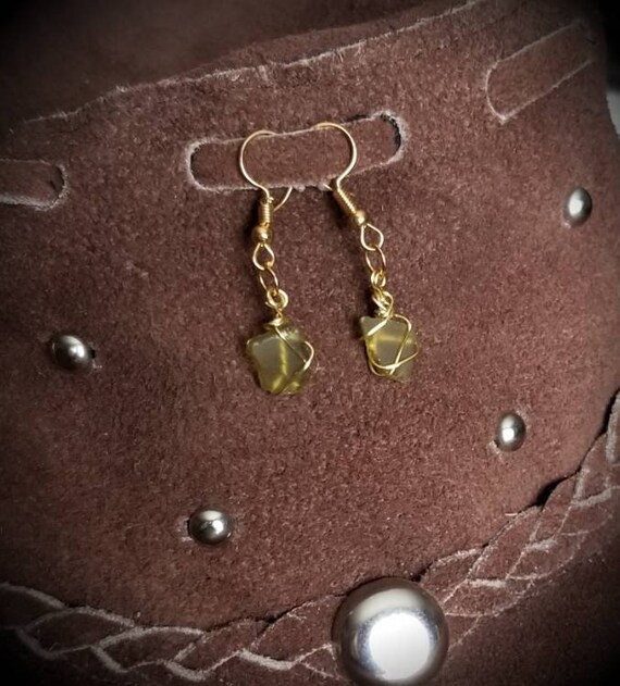 Genuine Hawaiian yellow sea glass earrings