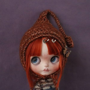 Crochet Alpaca Hat for Blythe Doll: Hand Knit Bear Helmet