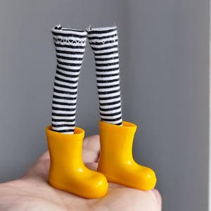 Blythe Puppen Schuhe: 1/6 Gelbe Kunststoff Stiefel