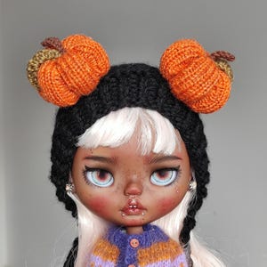 Gestrickte Blythe Puppenmütze: Kürbis Helm, Blythe Outfit