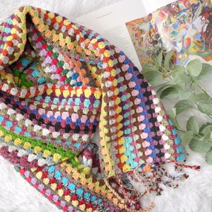 Granny square scarf - scarf - winter asseccory - wool scarf - winter scarf - warm wrap - scarf - granny square - crochet scarf