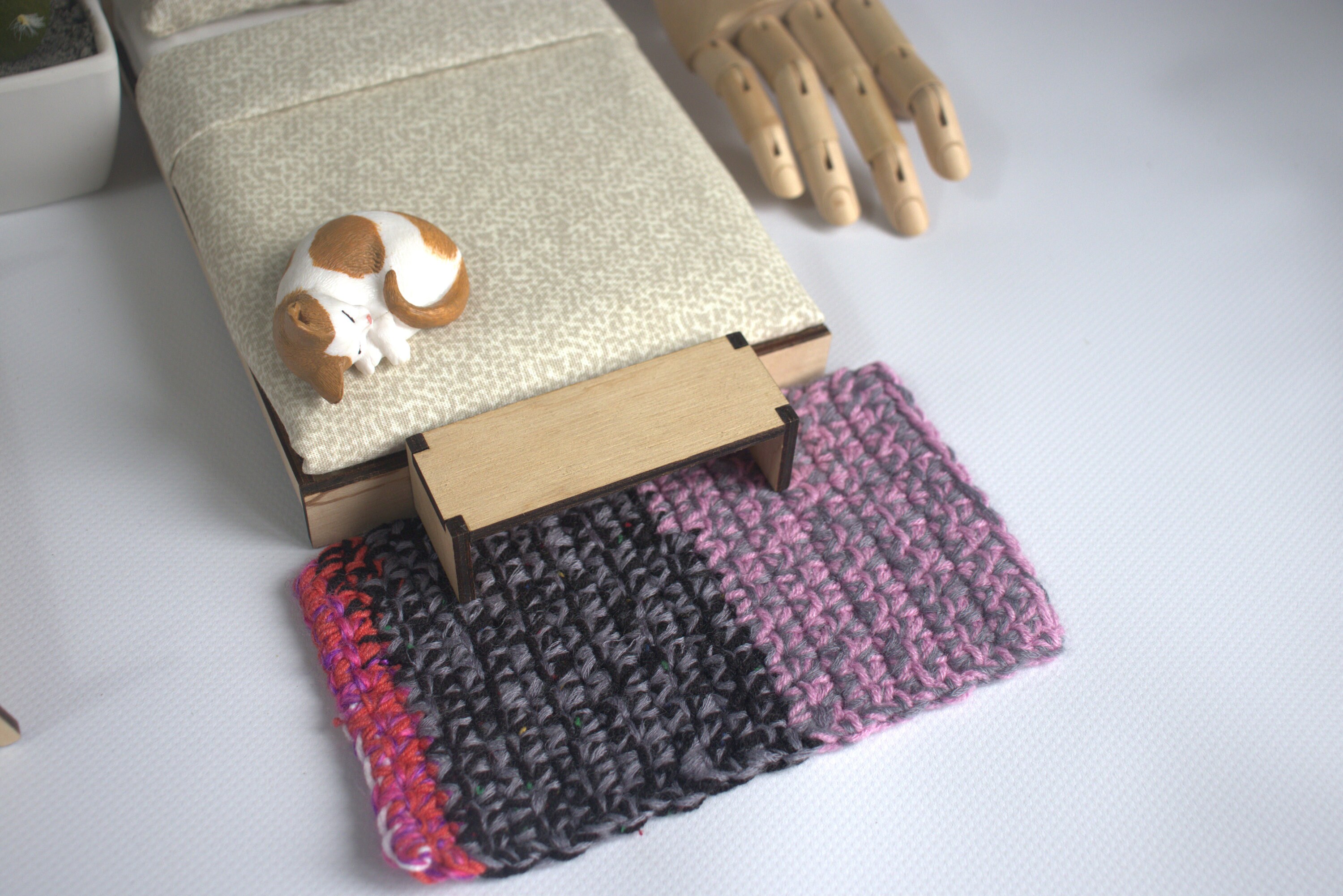 Puppenhaus Teppich Set 2-tlg Beige - Miniatur Teppich Für 1/6 & 1/12 Maßstab