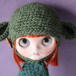 Crochet Bear Hat for Blythe Doll: Hand Knit Alpaca Outfit