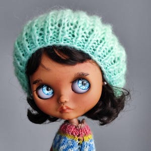 Knitted hat-beret for blythe - blythe outfit - clothes for the blythe - hat for doll - blythe doll - blythe knitted cat helmet