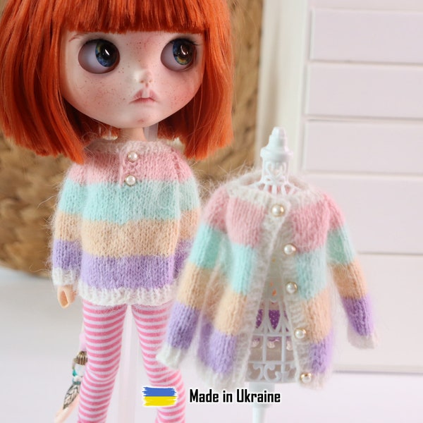 Knit sorbet sweater for blythe - blythe outfit - clothes for the blythe - jemper for doll - blythe doll - blythe knitting clothes