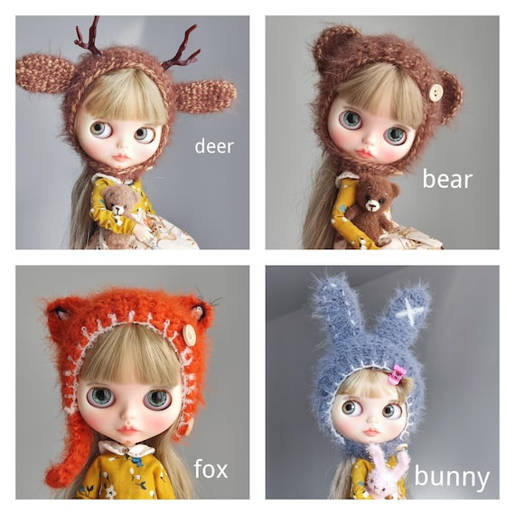 ブライス人形用ニット猫ヘルメット帽子 - Etsy 日本