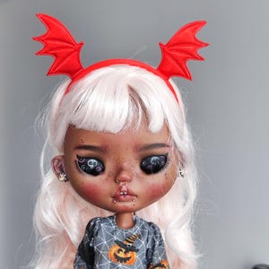 Blythe Doll Hair Band: Black Textile Pattern