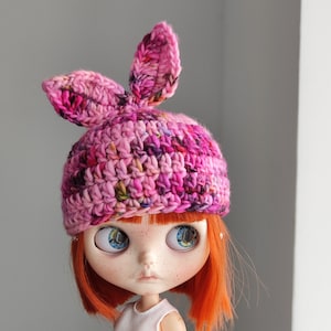 Crochet Wool Bear Hat for Blythe Doll