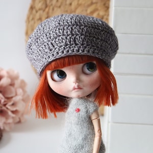 Crochet Cotton Beret Hat for Blythe Doll