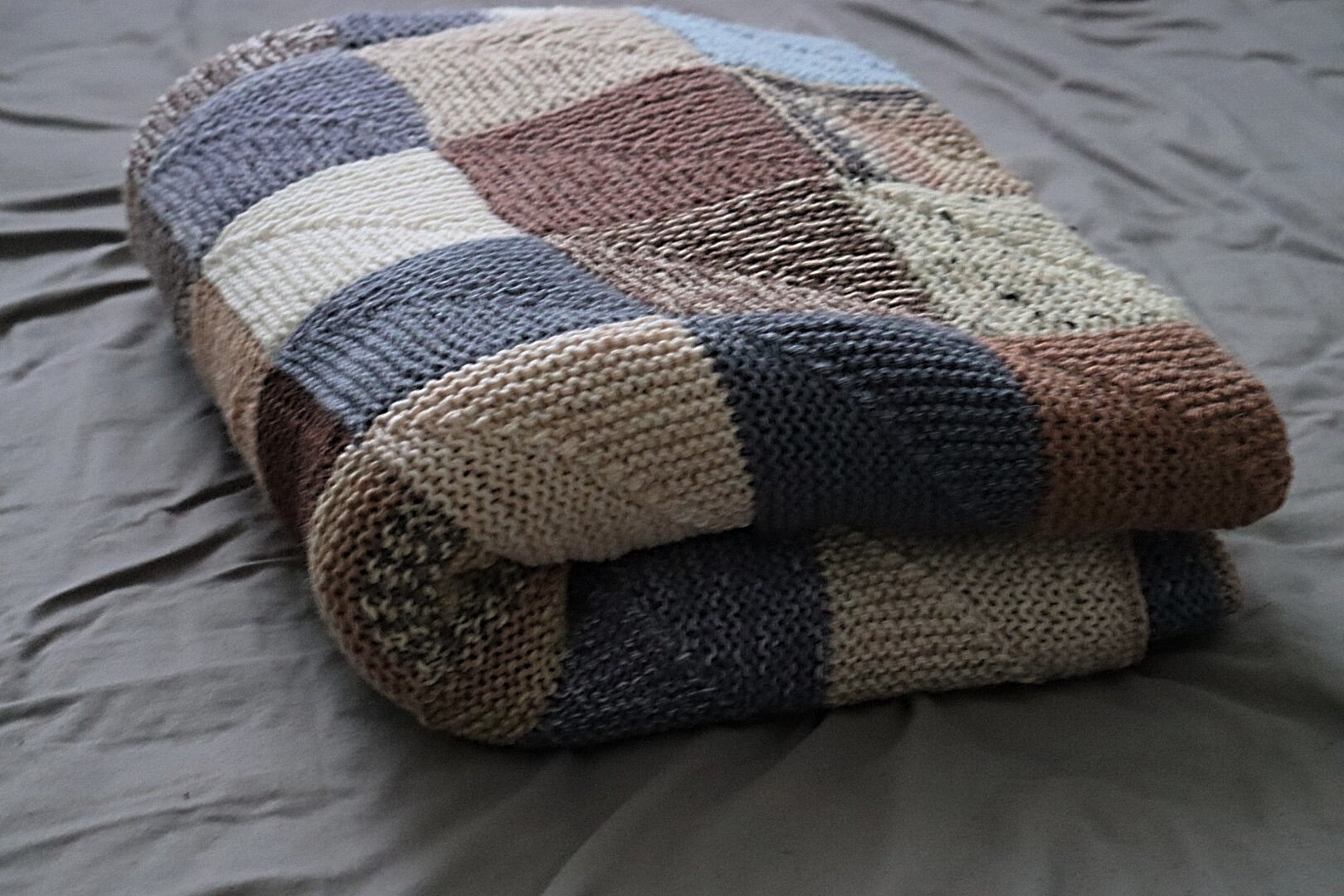 Hand knitted blanket textile for home granny square Etsy