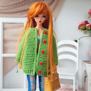Knitted Cardigan & Hat Set: BJD 1/4 MSD Doll Outfit
