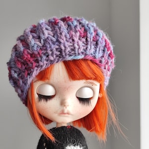 Knitted hat beret for blythe - blythe outfit - clothes for the blythe - hat for doll - blythe doll - blythe crochet bear helmet