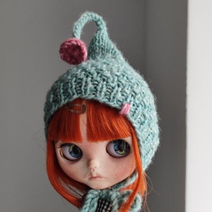 Crochet Alpaca Hat for Blythe Doll: Hand Knit Bear Helmet