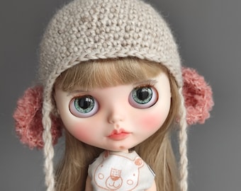 Knitted Sheep Helmet Hat for Blythe Doll