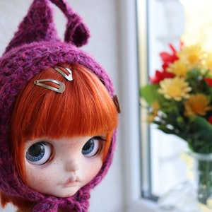 Crochet Alpaca Bear Hat for Blythe Doll