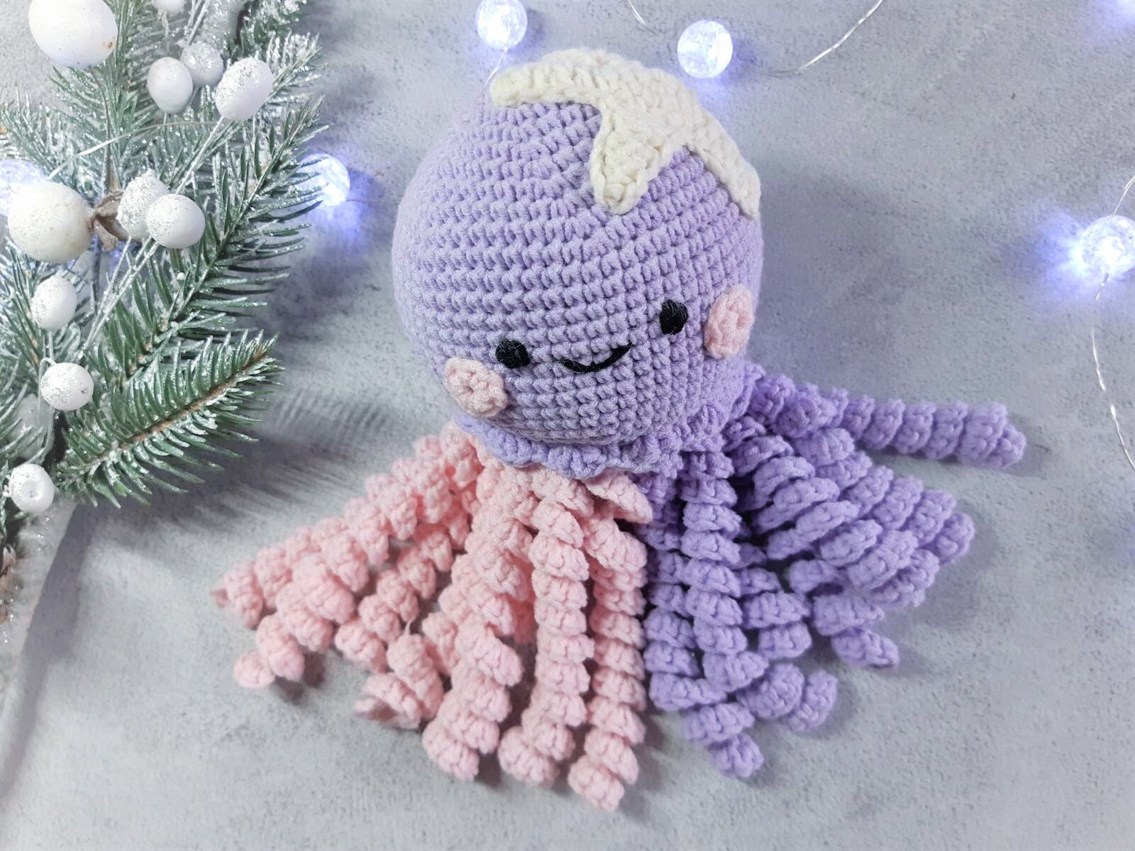 Purple Octopus Cappello Amigurumi Maglia Con Polpo Polpo Uncinetto