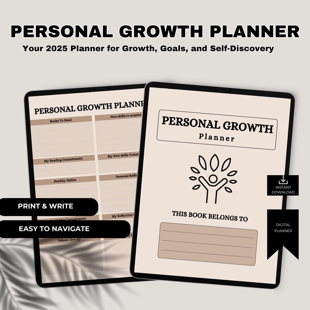 Personal Growth Planner | Digital and Printable Self-improvement ...