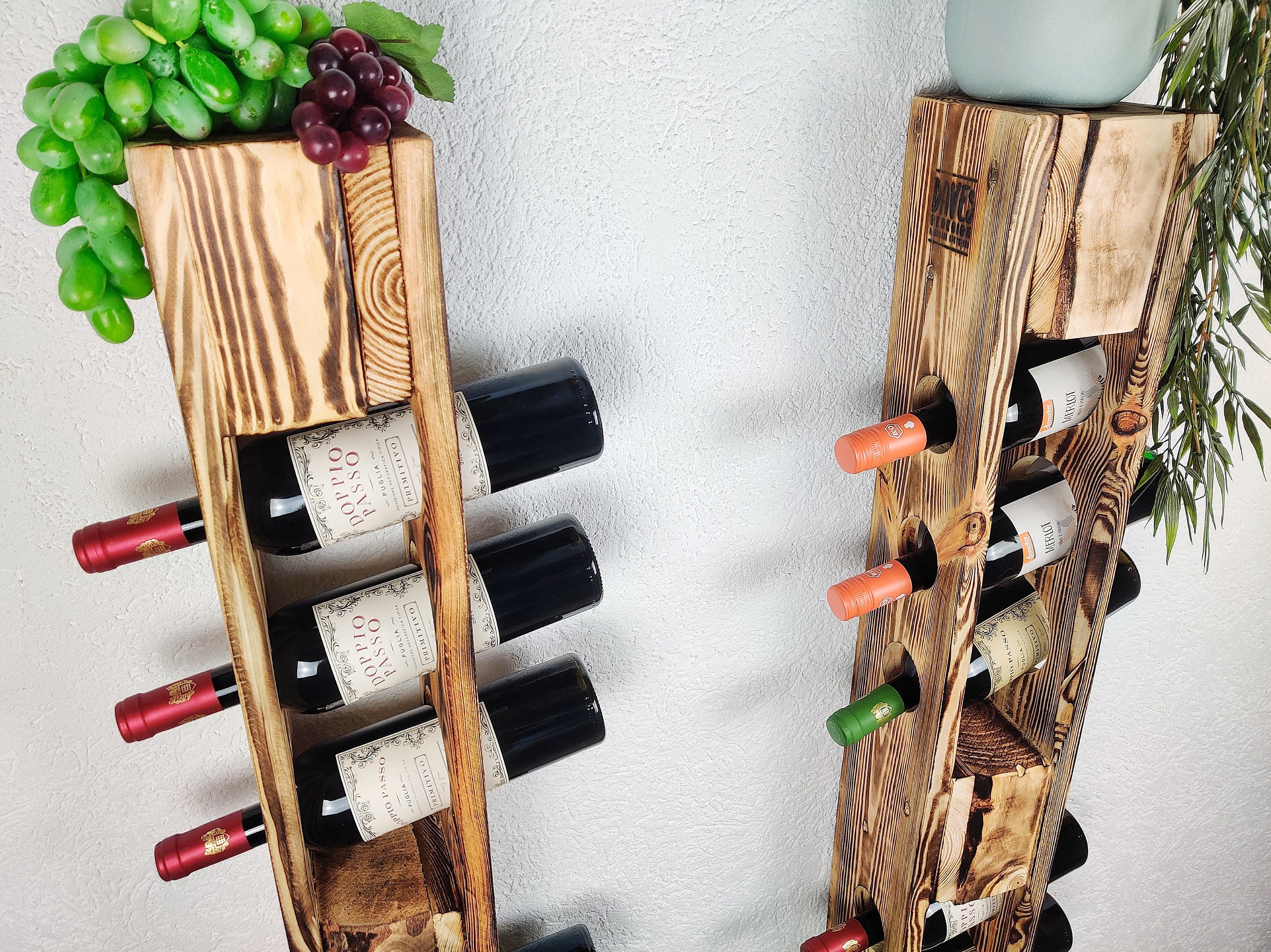 Wine Rack Vintage Bottle Rack Flamed Wine Bottle Rack Wall Shelf Wine Bottle Holder Hanging