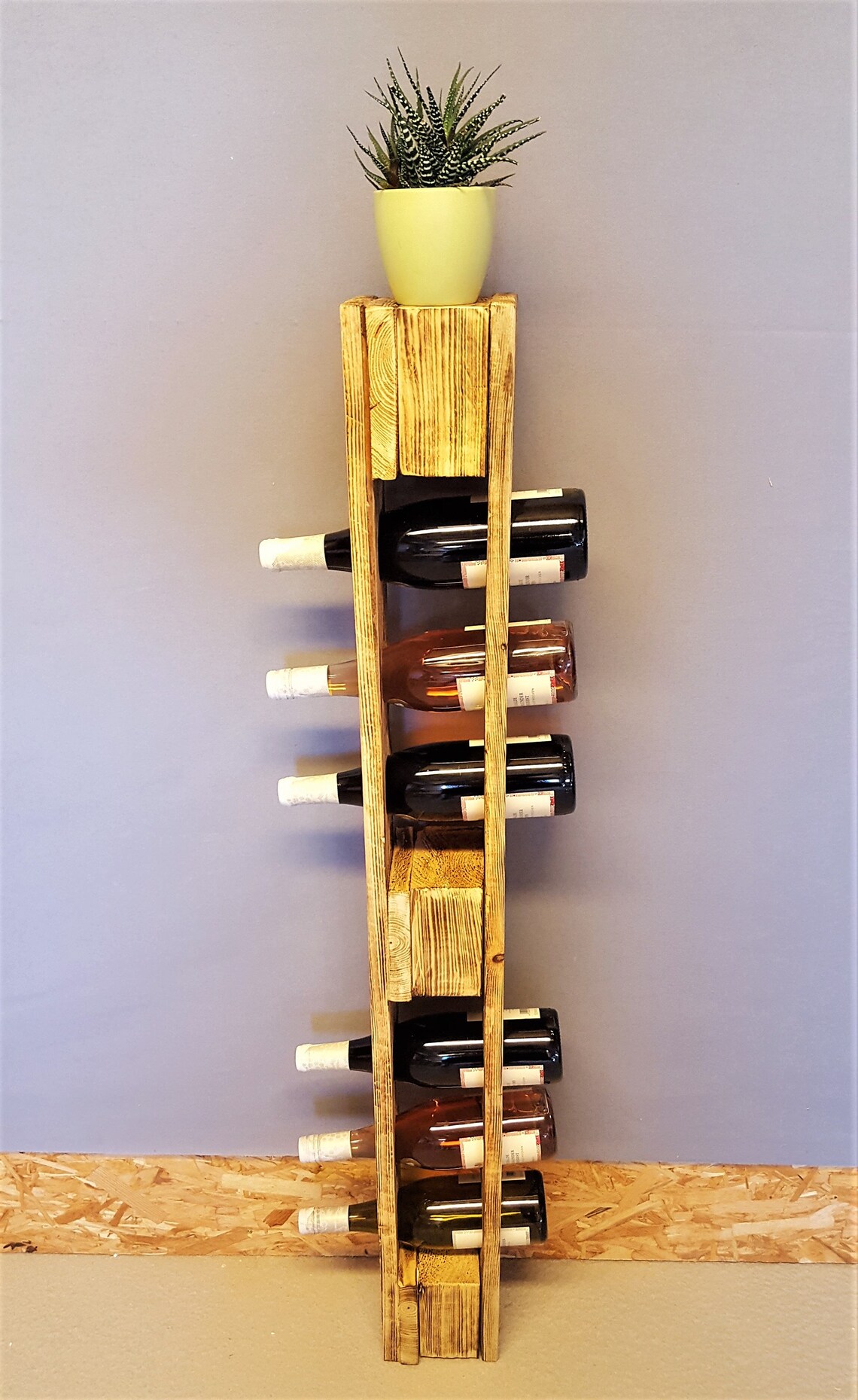 Wine Rack Vintage Bottle Rack Flamed Wine Bottle Rack Wall Etsy