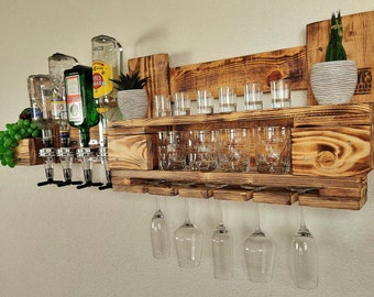 Whisky shelf Whisky bar Wall bar with drinks dispenser Wine rack made from pallet Whiskey bar with dispenser Liquor rack made from wood Pallet furniture