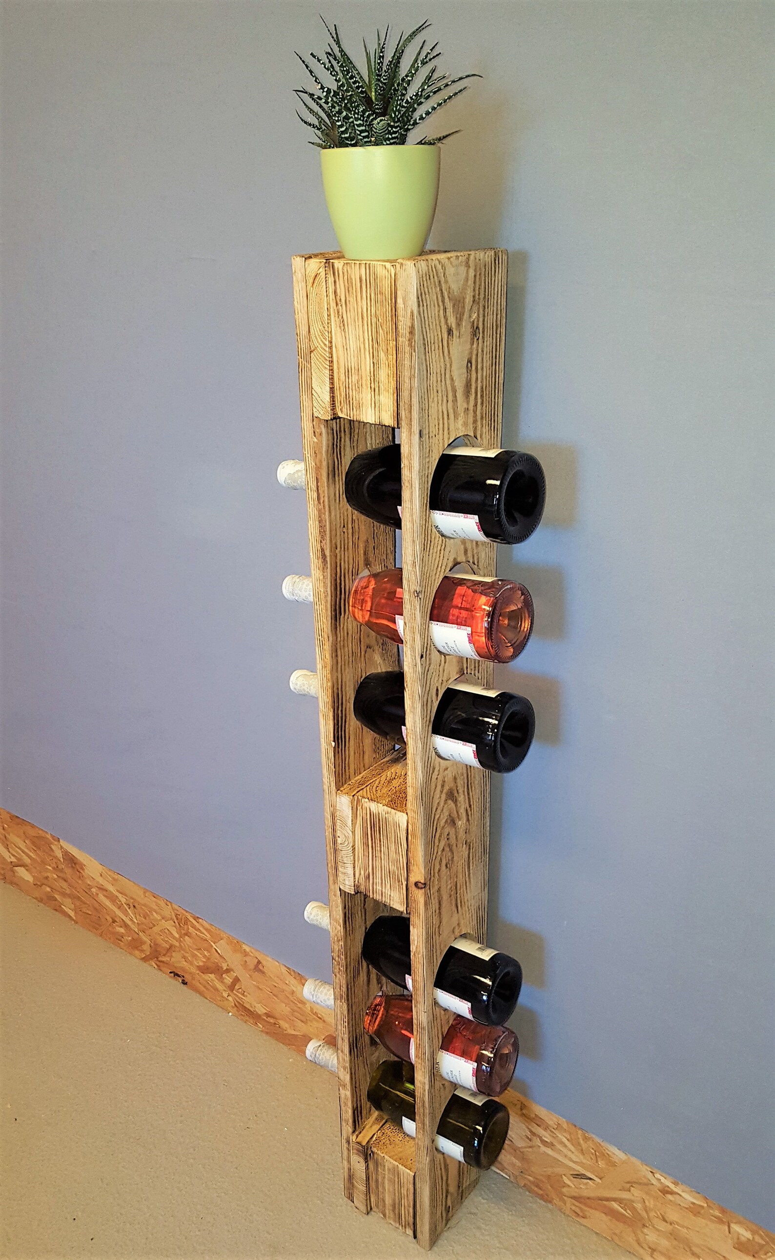 Wine Rack Vintage Bottle Rack Flamed Wine Bottle Rack Wall Etsy