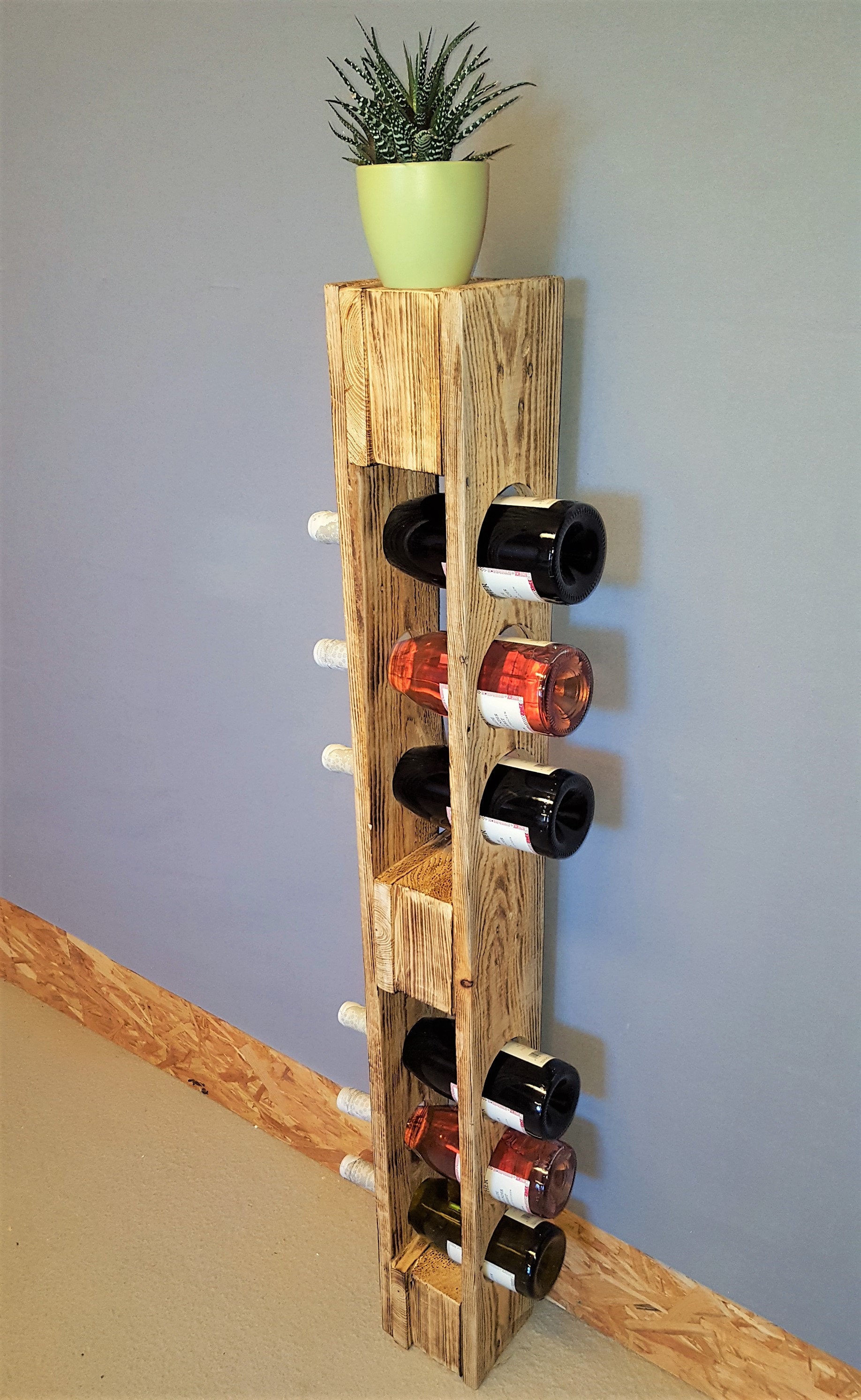 Wine Rack Vintage Bottle Rack Flamed Wine Bottle Rack Wall Etsy