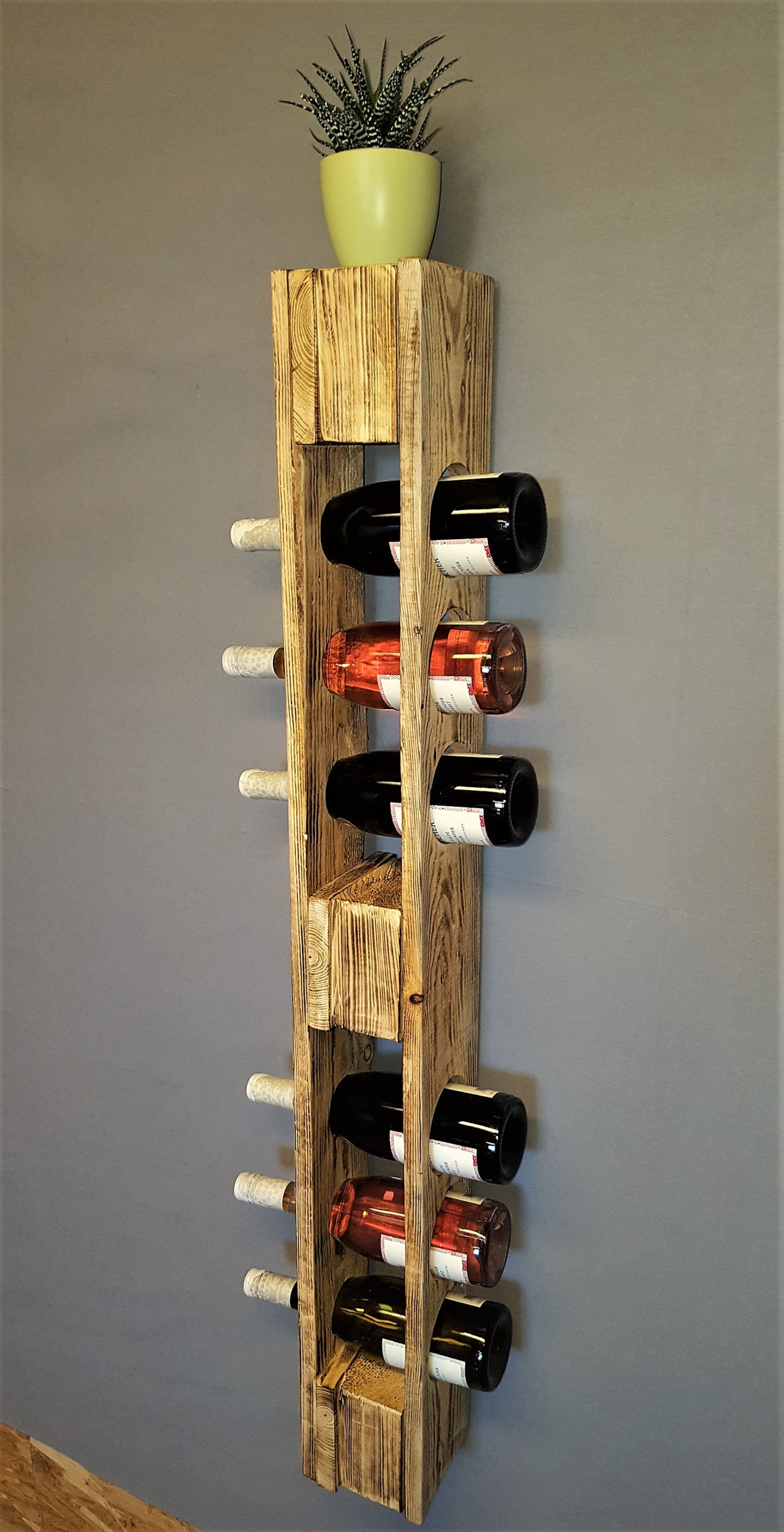 Wine Rack Vintage Bottle Rack Flamed Wine Bottle Rack Wall Etsy