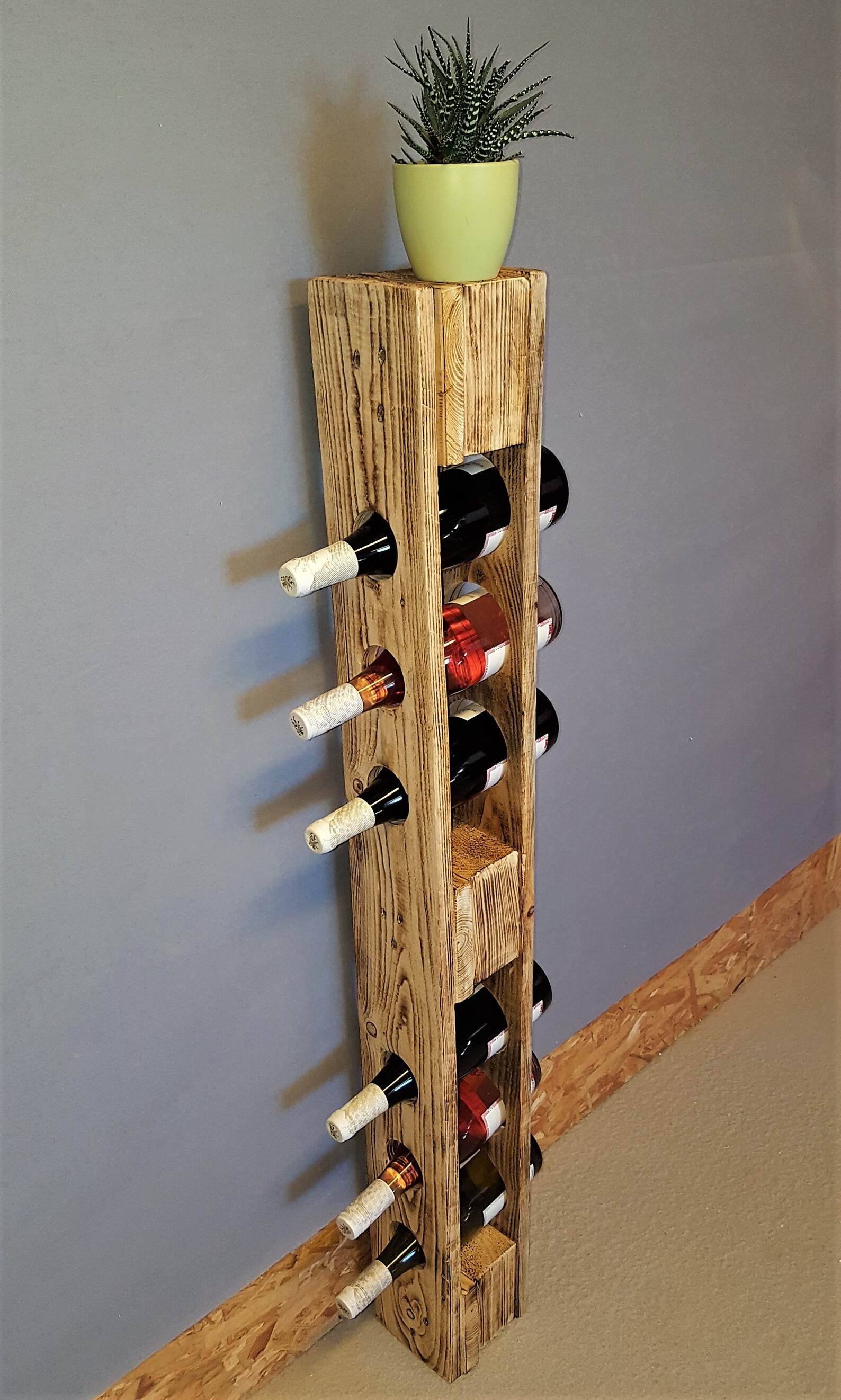 Wine Rack Vintage Bottle Rack Flamed Wine Bottle Rack Wall Etsy