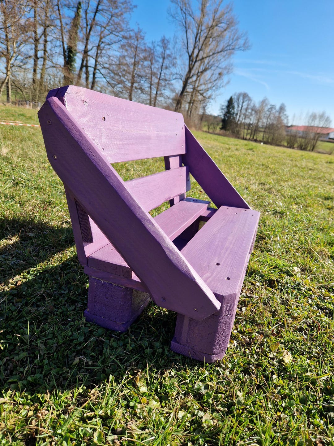 Children's Bench Made of Pallet Wood, Purple | Handmade Bench for 2 ...