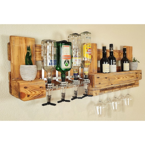 Wall Bar With Drinks Dispenser Wine Rack Made of Pallet With Dispenser Liquor Rack Made of Wood Pallet Bottle Rack Made of Wood Pallet Furniture Etsy UK