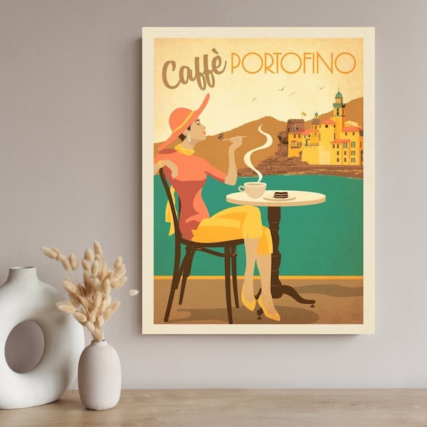 Italy: Portofino Digital Poster/poster vintage travel/Countries of the digital world travel/portofino wall art vintage/home decor travel art