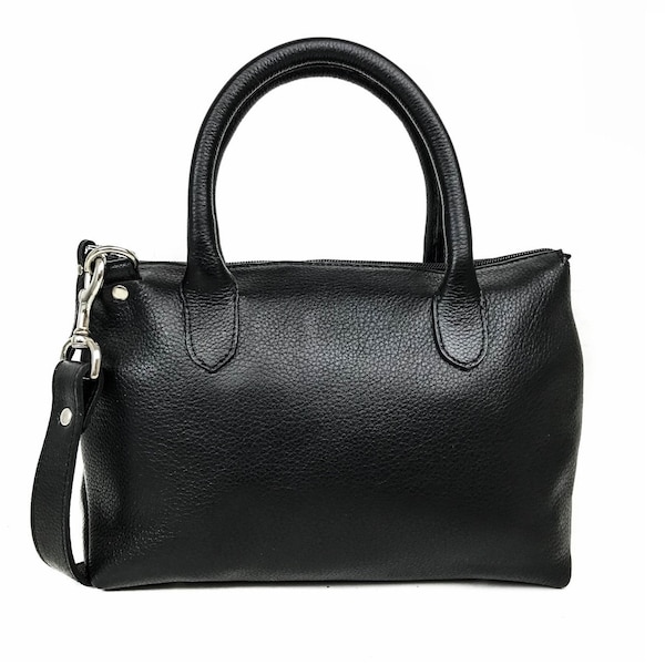 Full Grain Leather handbag, Leather shoulder bag, Black leathet handbag women, Leather crossbody bag, Black leather purse, leather bag women